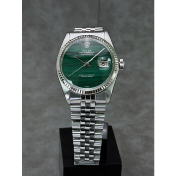 (SOLD!!) 36mm • 1983 Rolex DateJust 16014 White Gold Bezel “Malachite” Dial